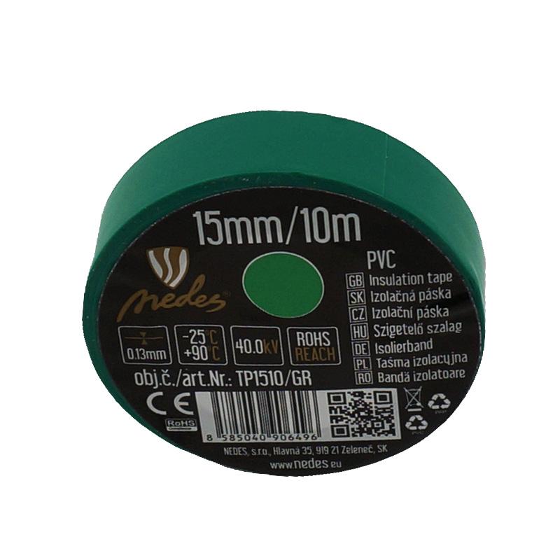 Szigetelő szalag 15mm/10m zöld -TP1510/GR