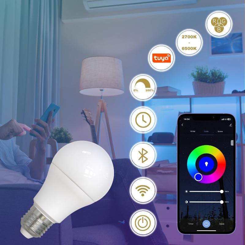 LED izzó WIFI 9W - A60 / E27 / CCT + RGB - ZLS532W