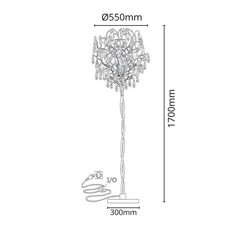 Luxusná kryštálová stojaca lampa 5 x G9 - CA061/F