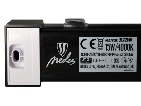 LED fürdőszobai lámpa 15 W-os / IP44 / 600 / 4000 K – LNL7121/BK 7