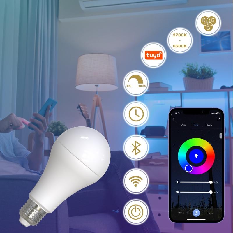 LED izzó WIFI 15W - A60 / E27 / CCT + RGB - ZLS535W