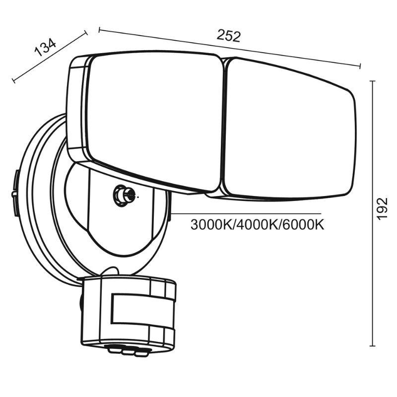 Kültéri fekete LED reflektor PIR érzékelővel 24W/3000K/4000K/6000K - LFX025 19