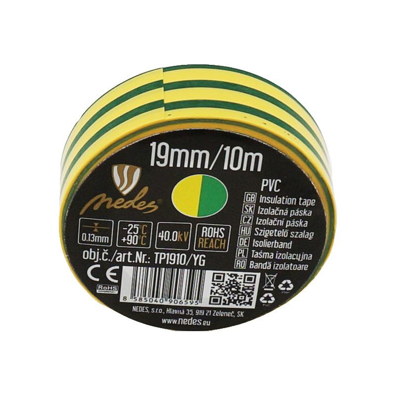 Szigetelő szalag 19mm/10m sárga/zöld -TP1910/YG