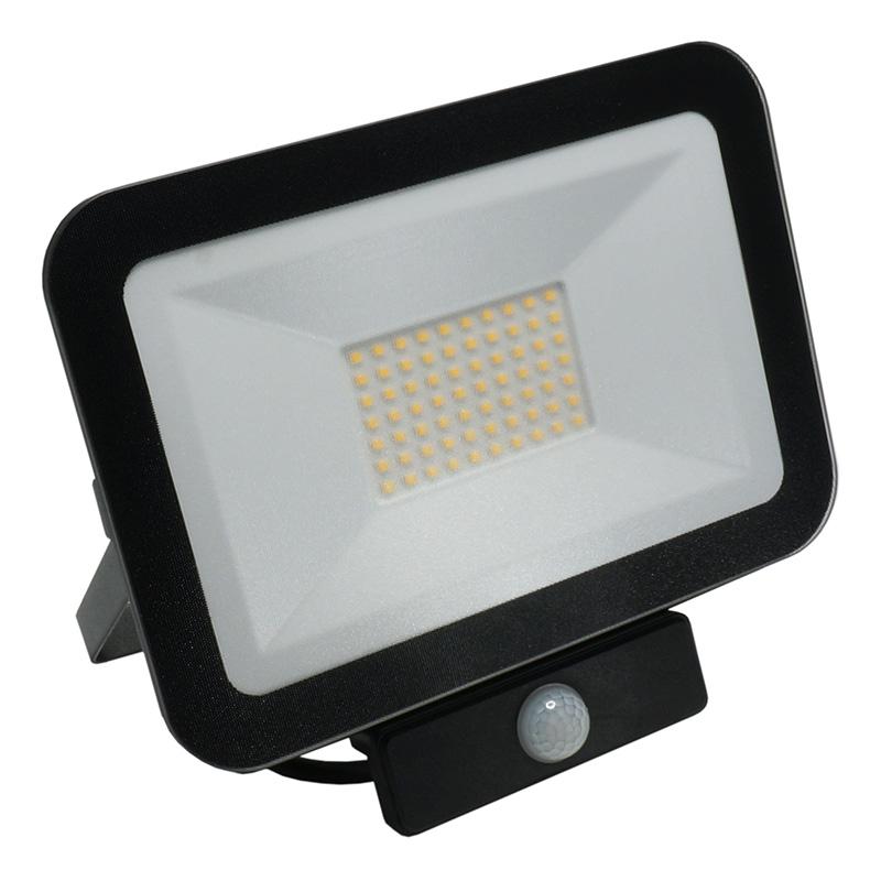 LED HQ reflektor 50W+PIR IP65 szenzor/4000K/BK/PS - LF2024S