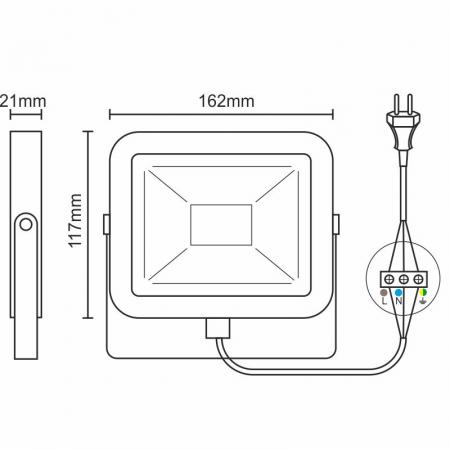 LED HQ reflektor 20W / 4000K / WH - LF2122 2